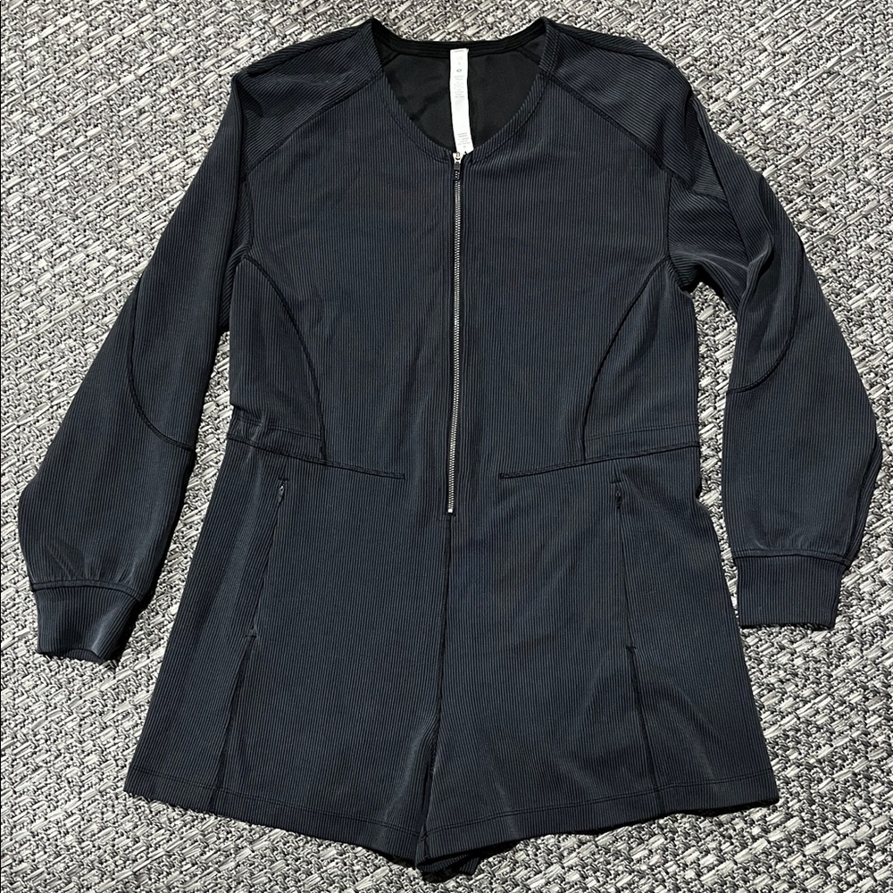 Lululemon | Black Ribbed Softstreme Long-Sleeve Romper